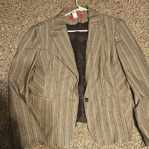 Anne Klein Womans Vintage Striped Blazer in Tan/Gray and Black